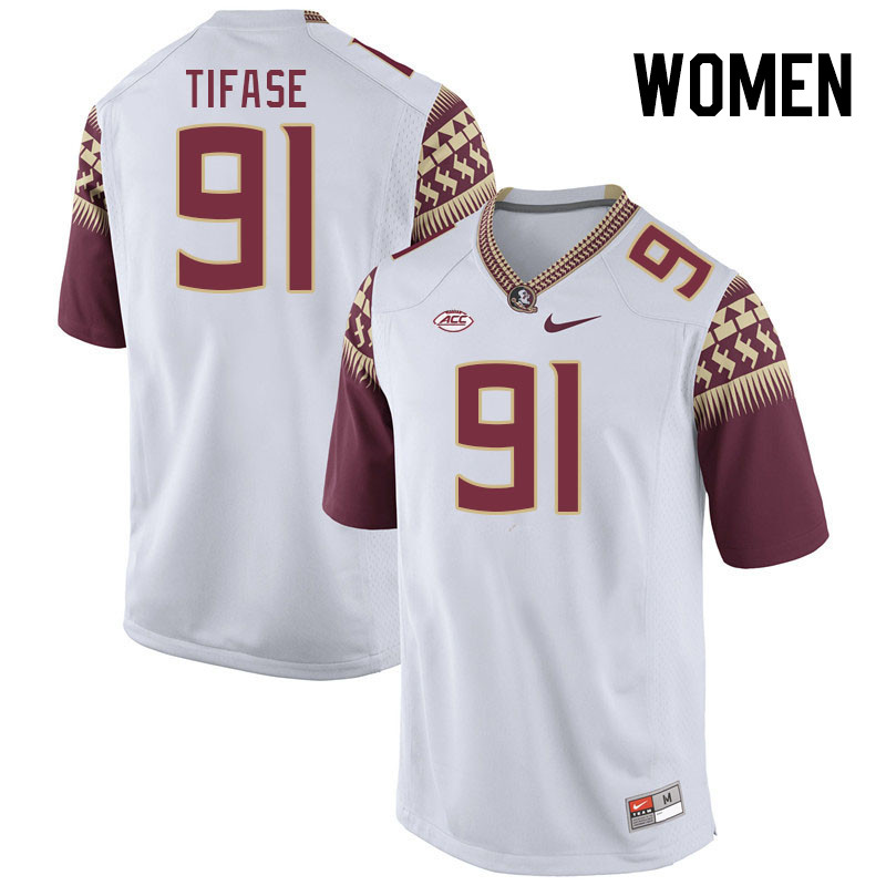 Women #91 Ayobami Tifase Florida State Seminoles College Football Jerseys Stitched-White